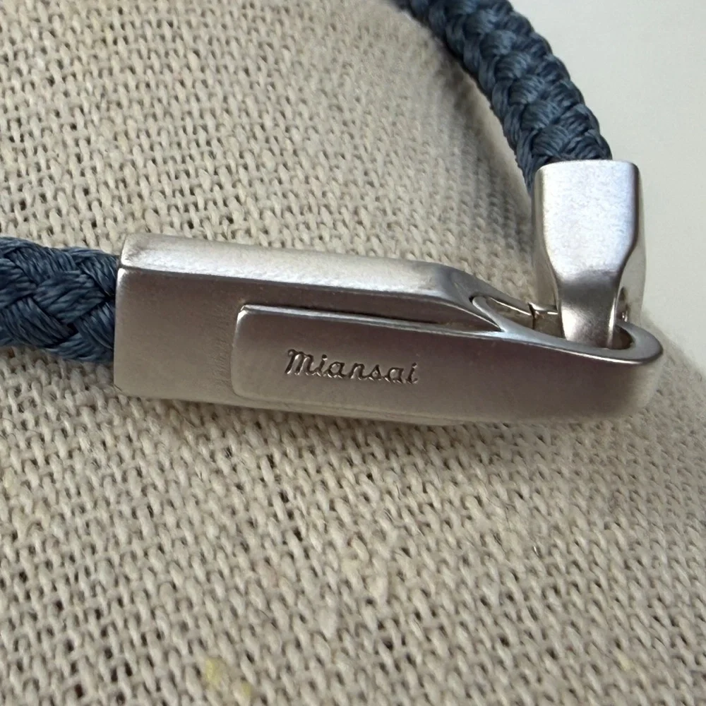 MIANSAI Mens Blue Rodium Plated Sterling Silver Crew Rope Bracelet - Picture 3 of 7